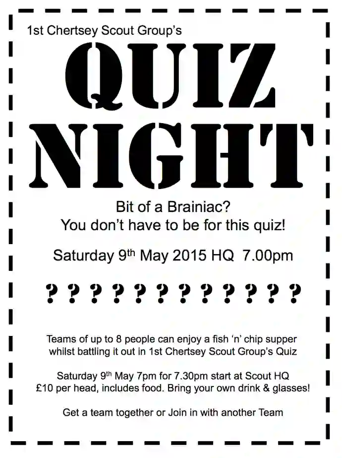 Quiz Night – 9th May – 7pm