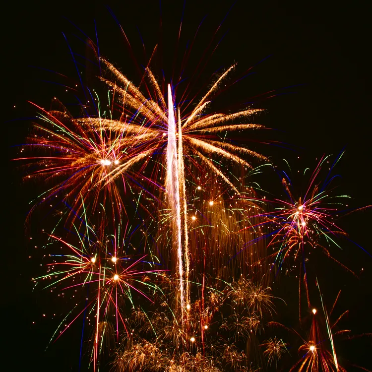 A colourful display at Chertsey Community Fireworks