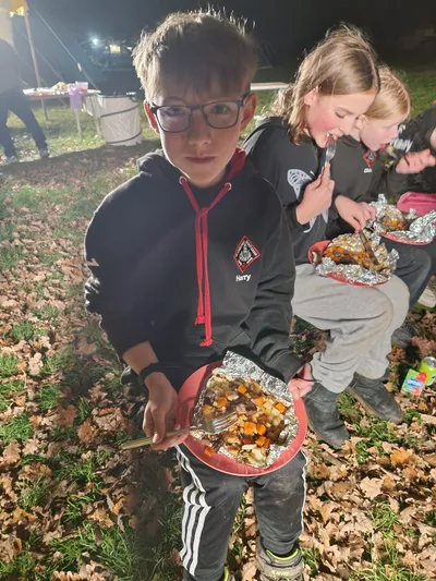 Harry enjoying his cowboy supper